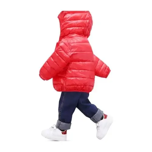 HILEELANG Kids Boy Girl Winter Hooded Puffer Jackets Coats Light Weight Padded Outerwear - 7