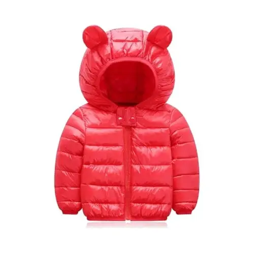 HILEELANG Kids Boy Girl Winter Hooded Puffer Jackets Coats Light Weight Padded Outerwear - 1