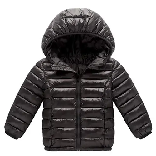 HILEELANG Kids Boy Girl Winter Hooded Puffer Jackets Coats Light Weight Padded Outerwear - 1