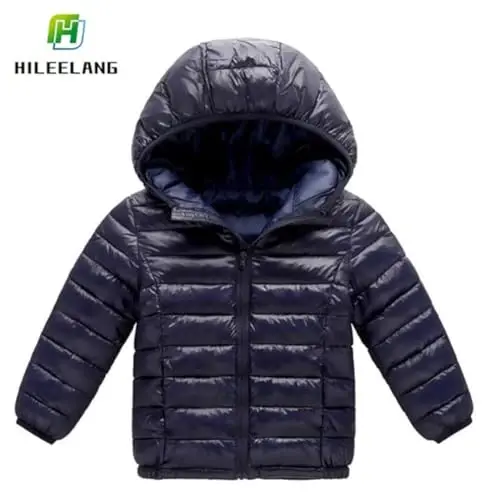 HILEELANG Kids Boy Girl Winter Hooded Puffer Jackets Coats Light Weight Padded Outerwear - HILEELANG (1)