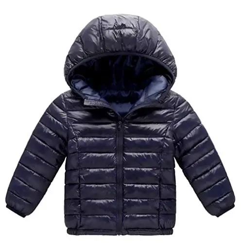 HILEELANG Kids Boy Girl Winter Hooded Puffer Jackets Coats Light Weight Padded Outerwear - 1