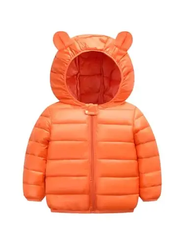 HILEELANG Kids Boy Girl Winter Hooded Puffer Jackets Coats Light Weight Padded Outerwear - 1