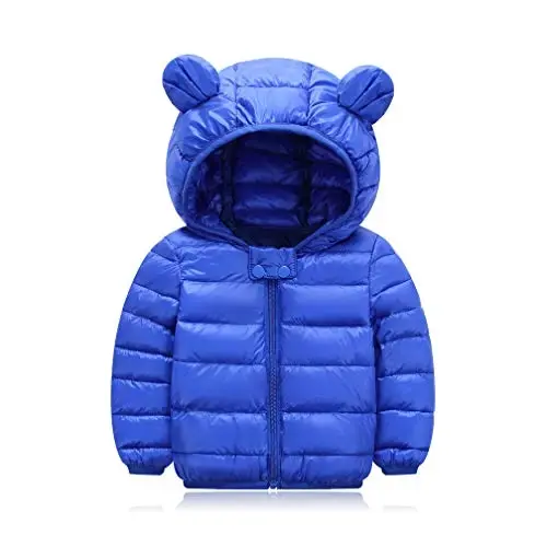 HILEELANG Kids Boy Girl Winter Hooded Puffer Jackets Coats Light Weight Padded Outerwear - MODAZONE