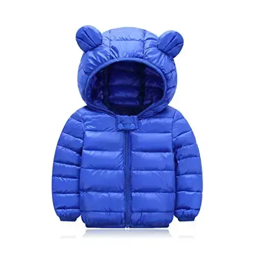 HILEELANG Kids Boy Girl Winter Hooded Puffer Jackets Coats Light Weight Padded Outerwear - 1