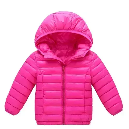 HILEELANG Kids Boy Girl Winter Hooded Puffer Jackets Coats Light Weight Padded Outerwear - MODAZONE
