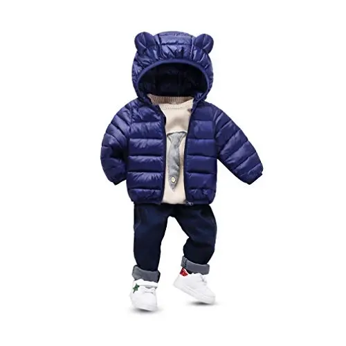 HILEELANG Kids Boy Girl Winter Hooded Puffer Jackets Coats Light Weight Padded Outerwear - 8