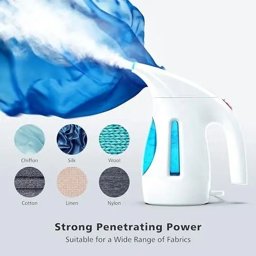 HiLIFE Steamer for Clothes, Portable Handheld Clothing Steamer, 240ml Big Capacity, 700W, Strong Power, Fabric Quick Wrinkle Remover for Home, Office, Travel (ONLY FOR 120V)-Maya Blue - 3