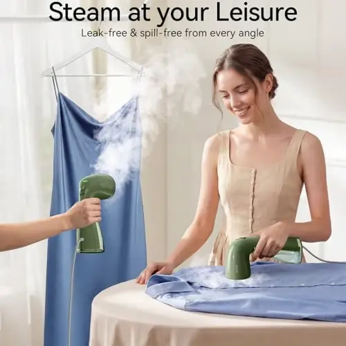 HiLIFE Steamer for Clothes, Portable Handheld Design, 240ml Big Capacity, 700W, Strong Penetrating Steam, Removes Wrinkle, for Home, Office and Travel(ONLY FOR 120V) (Olive Green) - 4