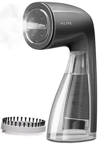HiLIFE Steamer for Clothes, 1100W Clothes Steamer with Large 300ml Tank, Handheld Clothing Steamer, Fabric Wrinkle Remover, Portable & Compact Travel Size Garment Steamer ONLY FOR 120V (Grey) 