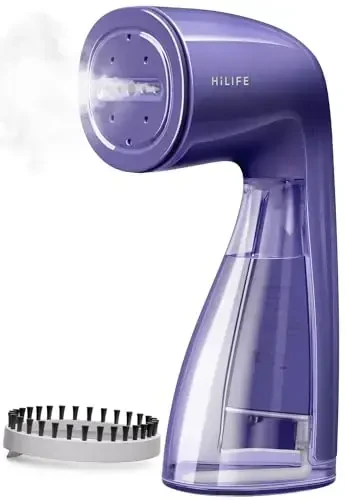 HiLIFE Steamer for Clothes, 1100W Clothes Steamer with Large 300ml Tank, Handheld Clothing Steamer, Fabric Wrinkle Remover, Portable & Compact Travel Size Garment Steamer ONLY FOR 120V (Purple) 