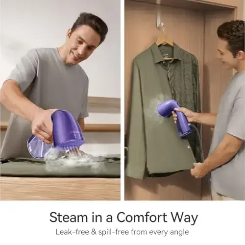 HiLIFE Steamer for Clothes, 1100W Clothes Steamer with Large 300ml Tank, Handheld Clothing Steamer, Fabric Wrinkle Remover, Portable & Compact Travel Size Garment Steamer ONLY FOR 120V (Purple) - 6