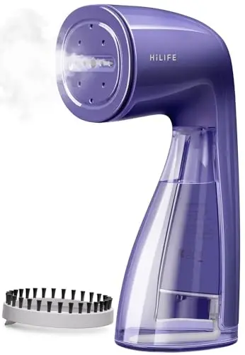 HiLIFE Steamer for Clothes, 1100W Clothes Steamer with Large 300ml Tank, Handheld Clothing Steamer, Fabric Wrinkle Remover, Portable & Compact Travel Size Garment Steamer ONLY FOR 120V (Purple) 