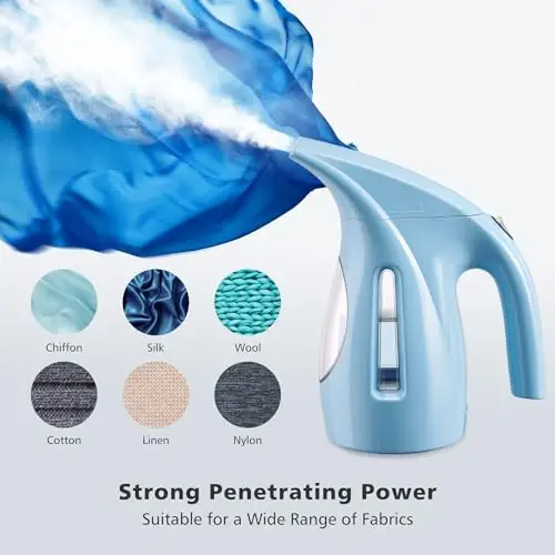 HiLIFE Steamer for Clothes, Portable Handheld Design, 240ml Big Capacity, 700W, Strong Penetrating Steam, Removes Wrinkle, for Home, Office(ONLY FOR 120V) (Sky Blue) - 4