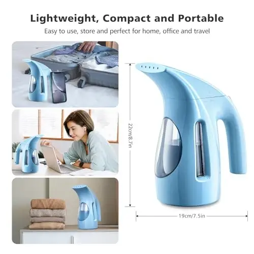 HiLIFE Steamer for Clothes, Portable Handheld Design, 240ml Big Capacity, 700W, Strong Penetrating Steam, Removes Wrinkle, for Home, Office(ONLY FOR 120V) (Blue) - 5