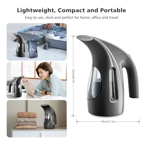 HiLIFE Steamer for Clothes, Portable Handheld Design, 240ml Big Capacity, 700W, Strong Penetrating Steam, Removes Wrinkle, for Home, Office(ONLY FOR 120V)-Black - 5