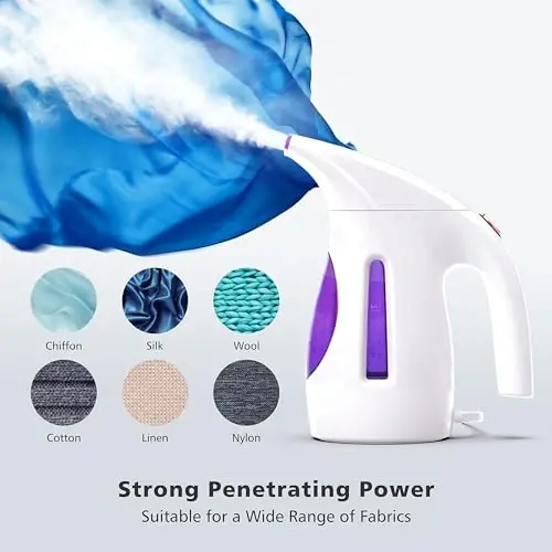 HiLIFE Steamer for Clothes, Portable Handheld Design, 240ml Big Capacity, 700W, Strong Penetrating Steam, Removes Wrinkle, for Home, Office(ONLY FOR 120V) Purple - HILIFE (1)