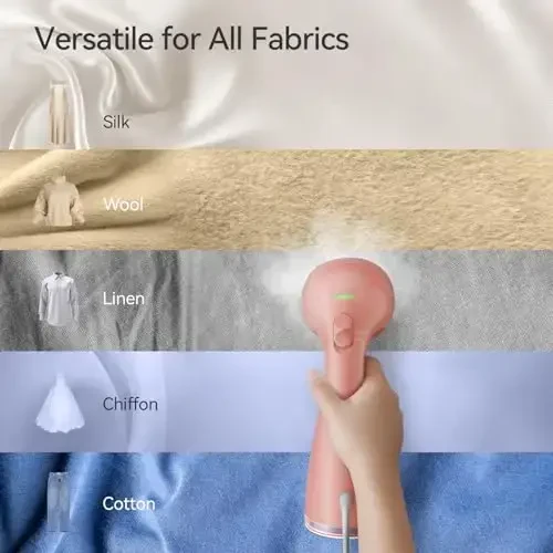 HiLIFE Kiyim uchun bug'lagich, 1100W Kiyim bug'lagich, Katta 300ml idish bilan tez ajinlarni yo'qotish, Barcha matolar uchun ideal, Foydalanish oson, Yilgil va ko'chma sayohat kiyim bug'lagichi-Pushti - 5