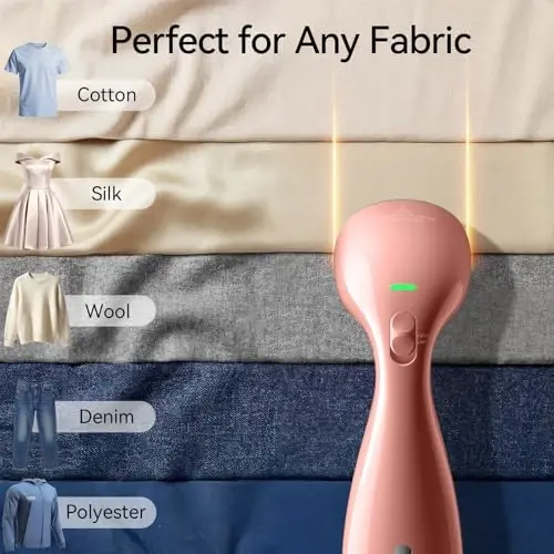 HiLIFE Kiyim uchun bug'lagich, 1100W Kiyim bug'lagich, Katta 300ml idish bilan tez ajinlarni yo'qotish, Barcha matolar uchun ideal, Foydalanish oson, Yilgil va ko'chma sayohat kiyim bug'lagichi-Pushti - HILIFE (1)