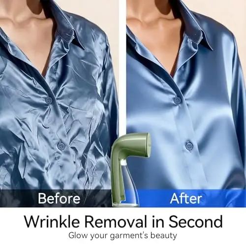 HiLIFE Kiyim uchun bug'lagich, 1100W Kiyim bug'lagichi katta 300ml idish bilan, Qo'lda kiyim bug'lagichi, Mato burmalarini tozalash vositasi, Portativ va ixcham sayohat uchun kiyim bug'lagichi FAQAT 120V uchun (Yashil) - 3