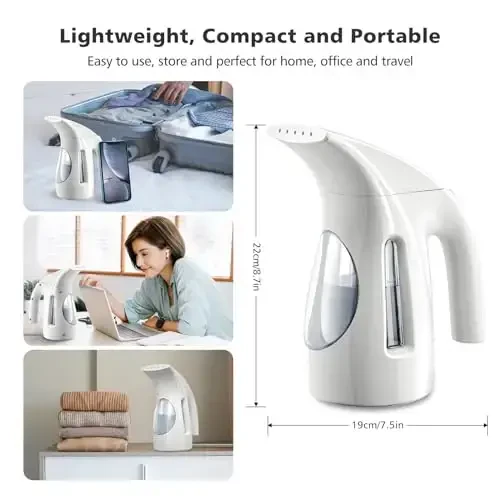 HiLIFE Kiyim uchun bug'lagich, Portativ Qo'lda Dizayn, 240ml Katta Sig'im, 700W, Kuchli Kirib Boruvchi Bug', Ajinlarni Yo'qotadi, Uy, Ofis va Sayohat uchun (FAQAT 120V uchun)(Oq) - 5