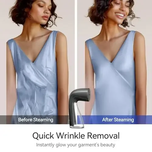 HiLIFE Kiyim uchun bug'lash moslamasi, 1100W Kiyim bug'lash moslamasi katta 300ml idish bilan, Qo'lda kiyim bug'lash moslamasi, Mato burmalarini yo'qotuvchi, Portativ va ixcham sayohat uchun kiyim bug'lash moslamasi FAQAT 120V uchun (Kulrang) - 4