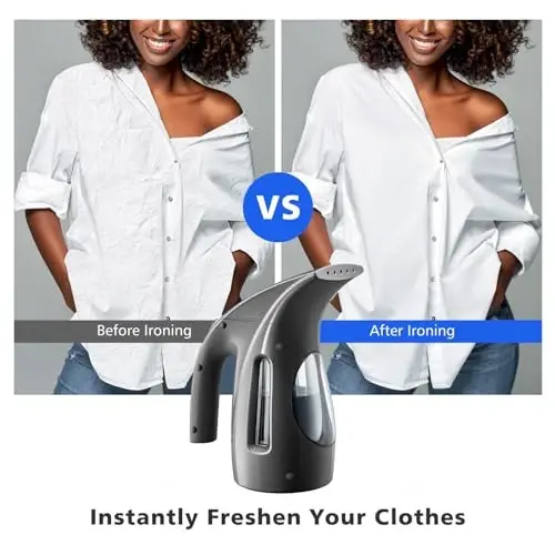 HiLIFE Kiyim uchun bug'lash moslamasi, Portativ qo'lda dizayn, 240 ml katta sig'imli, 700W, Kuchli kirib boruvchi bug', Ajinlarni yo'q qiladi, Uy, Ofis uchun (FAQAT 120V UCHUN)-Qora - 3