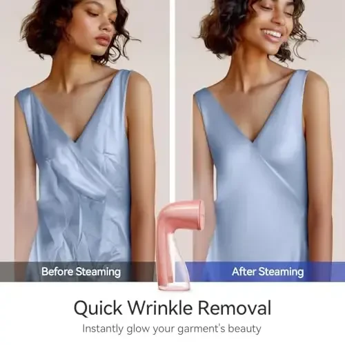 HiLIFE Steamer for Clothes, 1100W Clothes Steamer, Fast Wrinkle Removal with Large 300ml Tank, Ideal for All Fabrics, Easy to Use, Compact and Portable Travel Garment Steamer-Pink - 4