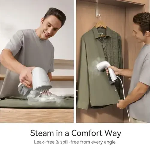 HiLIFE Steamer for Clothes, 1100W Clothes Steamer, Fast Wrinkle Removal with Large 300ml Tank, Ideal for All Fabrics, Easy to Use, Compact and Portable Travel Garment Steamer (white) - 5