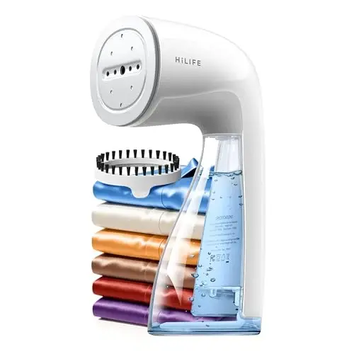 HiLIFE Steamer for Clothes, 1100W Clothes Steamer, Fast Wrinkle Removal with Large 300ml Tank, Ideal for All Fabrics, Easy to Use, Compact and Portable Travel Garment Steamer (white) - HILIFE