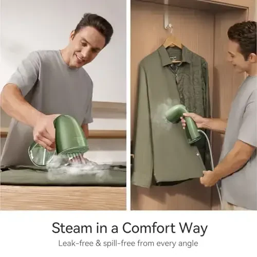 HiLIFE Steamer for Clothes, 1100W Clothes Steamer with Large 300ml Tank, Handheld Clothing Steamer, Fabric Wrinkle Remover, Portable & Compact Travel Size Garment Steamer ONLY FOR 120V (Green) - 6
