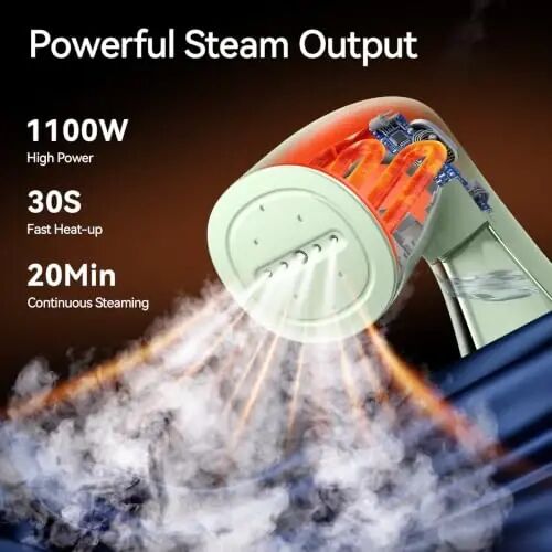 HiLIFE Steamer for Clothes, 1100W Handheld Portable Steamer, 120V Only | 1100W powerful steam, 30S fast heat-up, 300ml tank, leak-proof design for easy wrinkle removal at home or while traveling. - HILIFE (1)