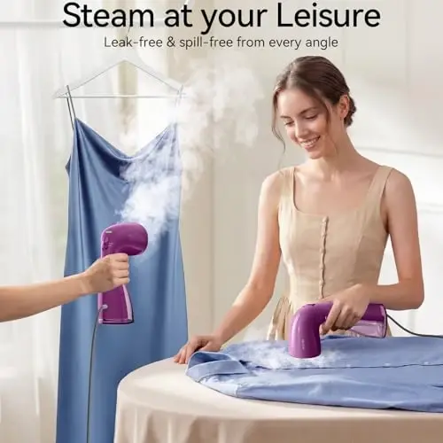 HiLIFE Steamer for Clothes, Portable Handheld Design, 240ml Big Capacity, 700W, Strong Penetrating Steam, Removes Wrinkle, for Home, Office and Travel(ONLY FOR 120V) (Orchid Purple) - 5