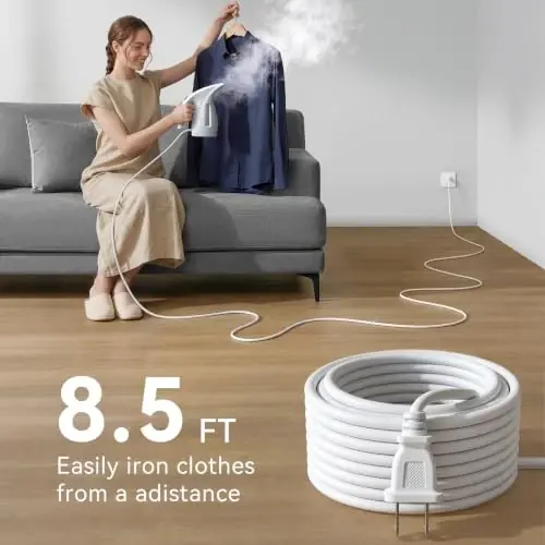 HiLIFE Steamer for Clothes, Portable Handheld Clothing Steamer, 240ml Big Capacity, 700W, Strong Power, Fabric Quick Wrinkle Remover with Brush for Home, Office(ONLY 120V) (Pearl White) - 5