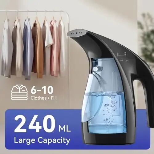 HiLIFE Steamer for Clothes, Portable Handheld Clothing Steamer, 240ml Big Capacity, 700W, Strong Power, Fabric Quick Wrinkle Remover with Brush for Home, Office(ONLY 120V)(Ink Black) - 6