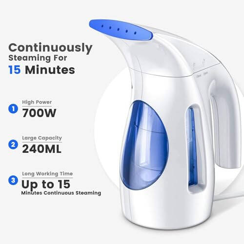 HiLIFE Steamer for Clothes, Portable Handheld Design, 240ml Big Capacity, 700W, Strong Penetrating Steam, Removes Wrinkle, for Home, Office (ONLY FOR 120V) - 2