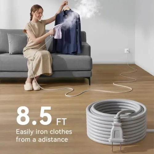 HiLIFE Steamer for Clothes, Portable Handheld Design, 240ml Big Capacity, 700W, Strong Penetrating Steam, Removes Wrinkle, for Home, Office(ONLY FOR 120V)-(Pale Lilac) - 5
