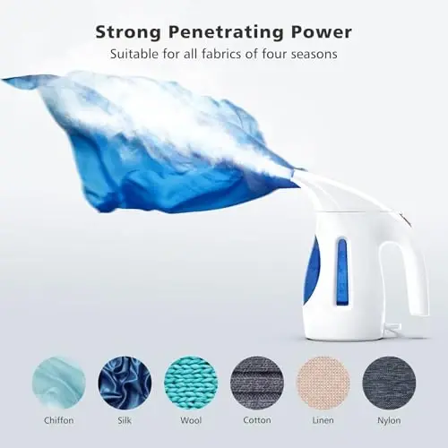 HiLIFE Steamer for Clothes, Portable Handheld Design, 240ml Big Capacity, 700W, Strong Penetrating Steam, Removes Wrinkle, for Home, Office and Travel(ONLY FOR 120V) (Ocean Blue) - 5