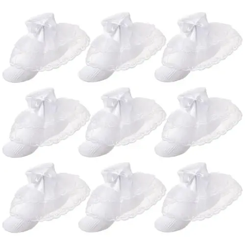 Hillban 9 Pairs Baby Lace Socks Girls' Ruffle Socks for Newborn Infants Princess Frilly Lace Cotton - 1