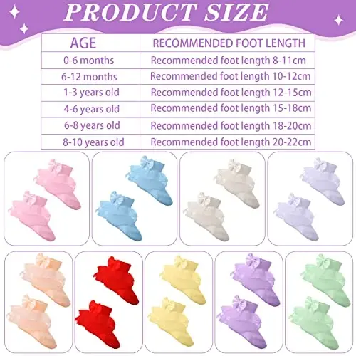 Hillban 9 Pairs Baby Lace Socks Girls' Ruffle Socks for Newborn Infants Princess Frilly Lace Cotton - 2