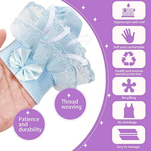 Hillban 9 Pairs Baby Lace Socks Girls' Ruffle Socks Newborn Infants Socks Princess Frilly Socks Lace Cotton Socks for Girls - 25