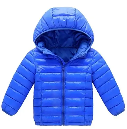 HILEELANG Kids Boy Girl Winter Hooded Puffer Jackets Coats Light Weight Padded Outerwear - 1