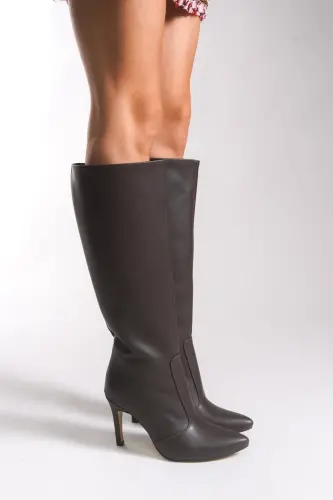 Hilnaril Kadın Sivri Topuklu Çizme 00123000 Kahverengi Cilt-Kahverengi Cilt - 1