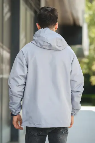 Hilti Cepli Yarım Fermuarlı Astarlı Suya Dayanıklı Erkek Yağmurluk-ANTRASIT - 4