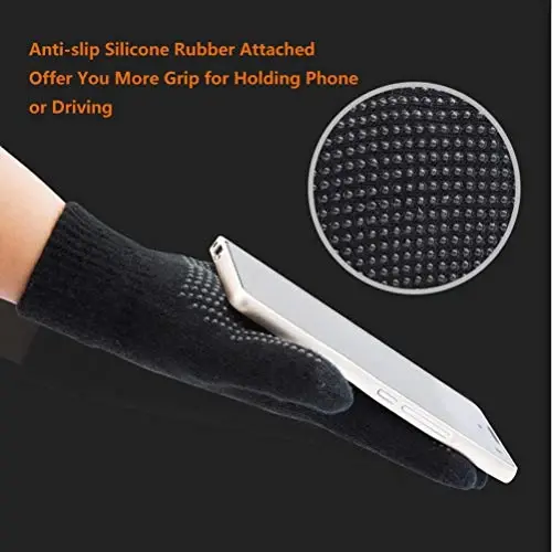 HINDAWI Winter Hat Scarf Gloves Slouchy Beanie Snow Knit Skull Cap Touch Screen Mittens Circle Scarves for Women Men - 5
