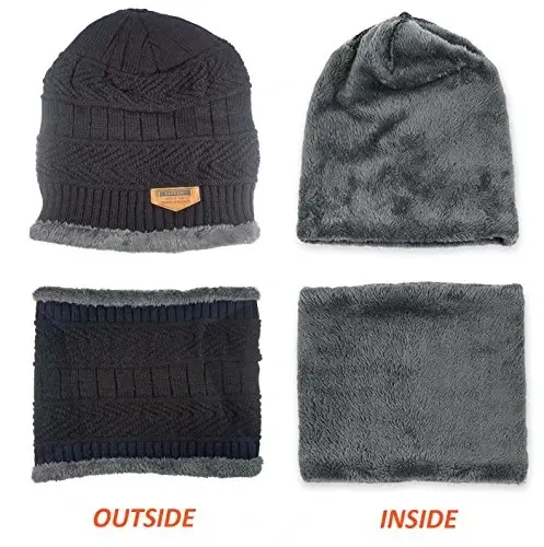 HINDAWI Qishki shapka sharf qo'lqoplar Slouchy Beanie Qor Trikotaj Bosh suyagi qopqog'i Sensorli ekranli qo'lqoplar Ayollar va erkaklar uchun doira sharflar - 3