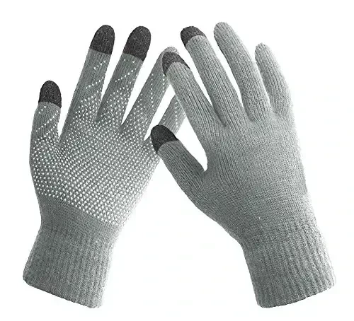 HINDAWI Winter Hat Scarf Gloves Slouchy Beanie Snow Knit Skull Cap Touch Screen Mittens Circle Scarves for Women Men - 4