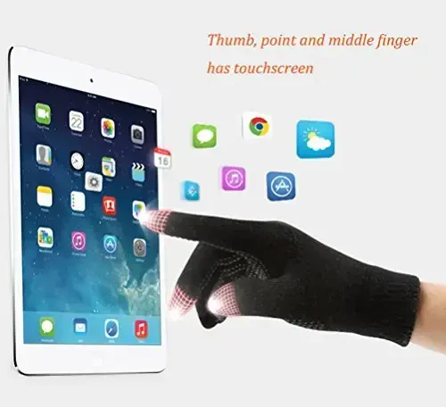 HINDAWI Winter Hat Scarf Gloves Slouchy Beanie Snow Knit Skull Cap Touch Screen Mittens Circle Scarves for Women Men - 5