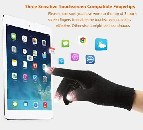 HINDAWI Зимняя шапка Шарф Перчатки Мешковатая шапка Снежная вязаная шапка Шапка с черепом Сенсорные варежки Круглые шарфы для женщин и мужчин - 4