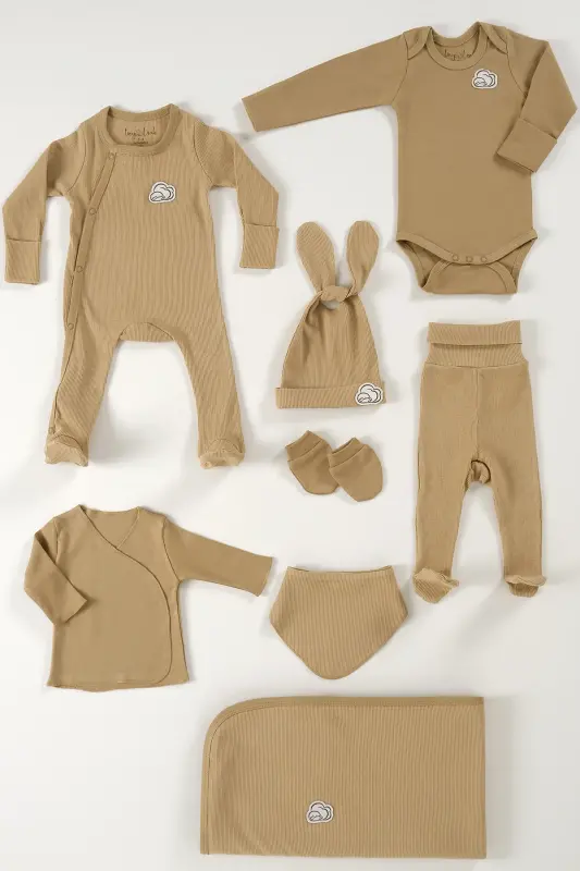 Hindiston yong'og'i Unisex 8 qismli kasalxonadan chiqish to'plami organik paxta yangi tug'ilgan chaqaloq to'plami - TINYLAMB