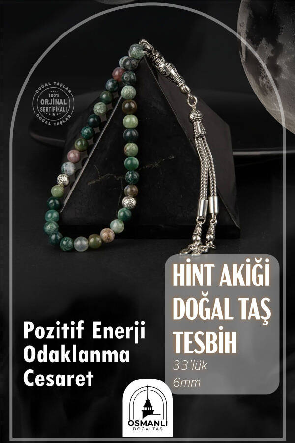 Hint Akiği Doğal Taş Tesbih 33'lük - 6mm - 1